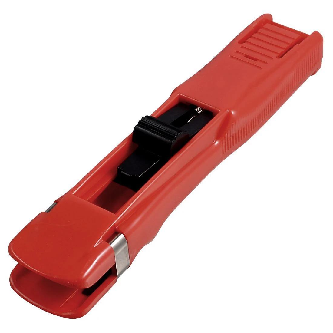 

Refillable, Plastic Paper Fast Clam Clip Dispenser Stapler Red for Office