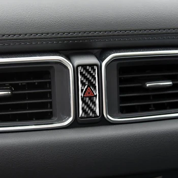 

Carbon Fiber Car Center Control Safety Warning Button Cover Decorative Sticker Trim For Mazda CX-5 CX5 CX 5 2017 2018