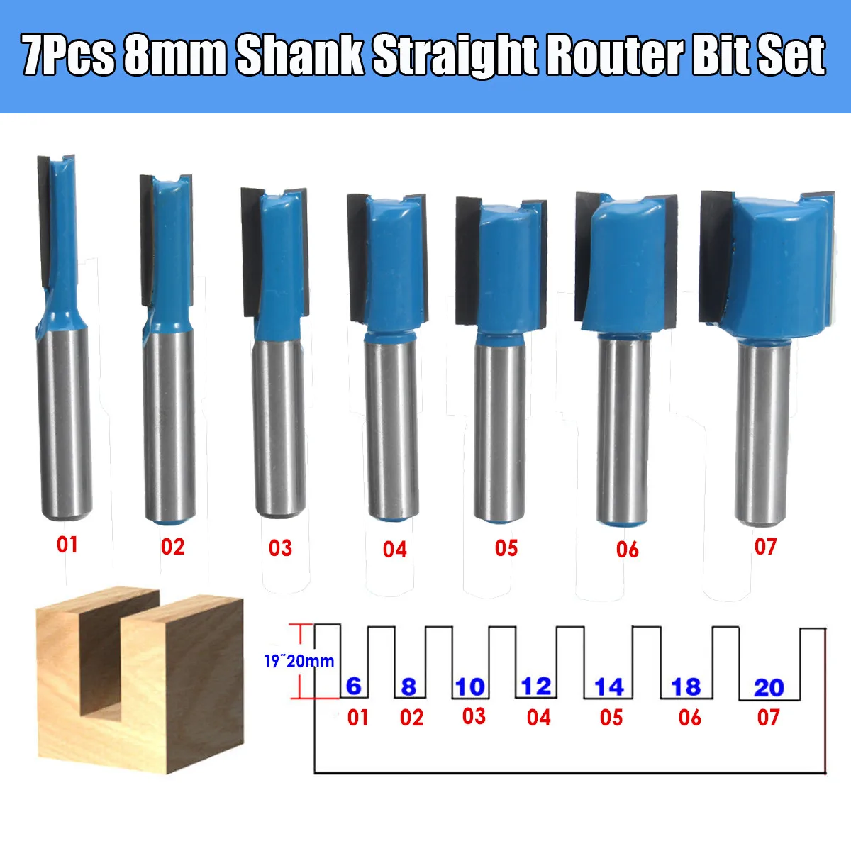 8mm Shank Straight Edge Trimming Router Bit Endmill Milling Cutter 6x16.5