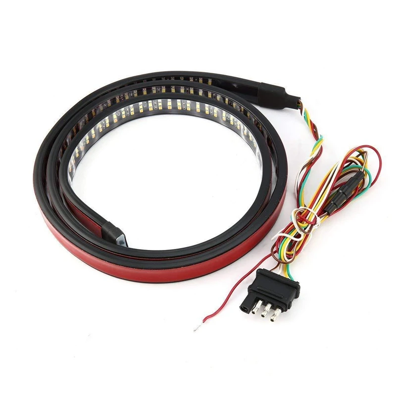 

60 Inch Triple 3-Row Led Tailgate Light Bar With Amber Turn Signal, Red Brake/Running, White Reverse Lights