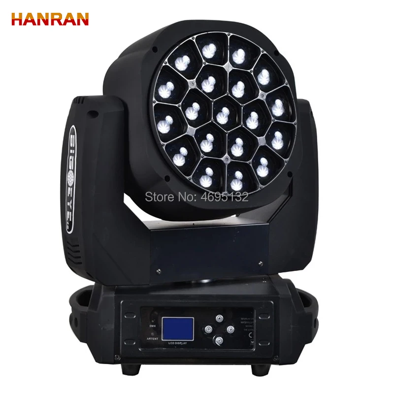

2pcs flight case and 4 pcs 19X15W Big Bee Eye Led Moing Head Light
