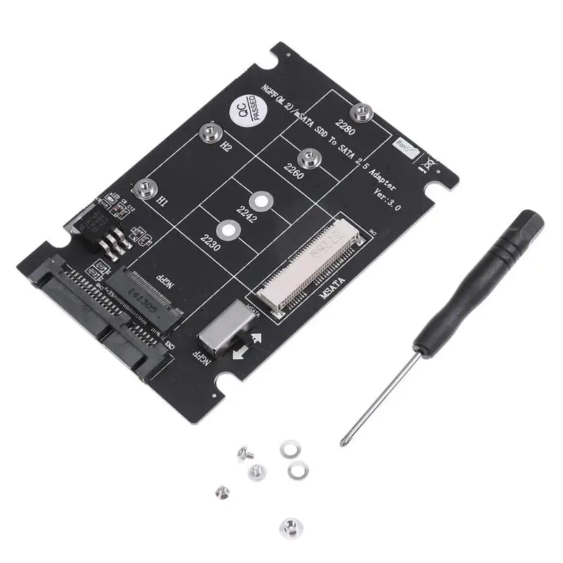 2 in 1 NGFF M.2 B+M Key Mini PCI-E or mSATA SSD to SATA III Adapter Card for full msata SSD/ 2230/2242/2260/22x80 M2