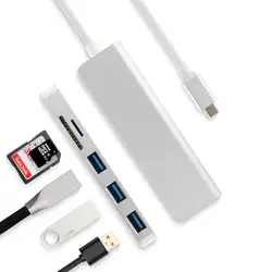 5 в 1 Тип-C концентратора Aluminiu сплава USB-C адаптер USB 3,0 Порты и разъёмы SD Card Reader для Dell XPS 13 12 15 XPS13 XPS12 XPS15 G3 G7 ноутбуки