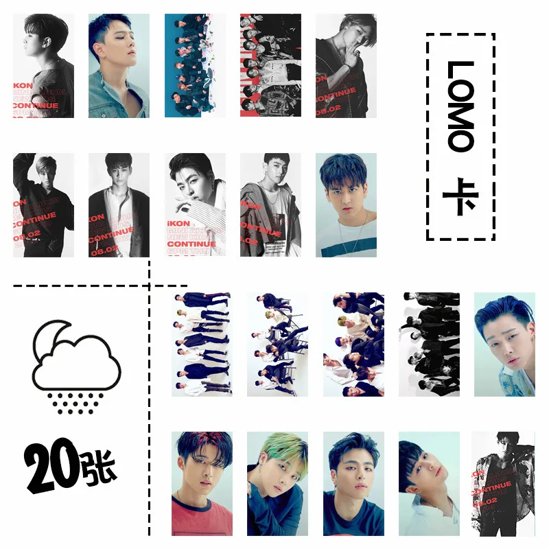 

[MYKPOP]IKON LOMO Cards Set 20pcs/set Paper Photo Card KPOP Fans Collection Tin Box Packing SA18082508