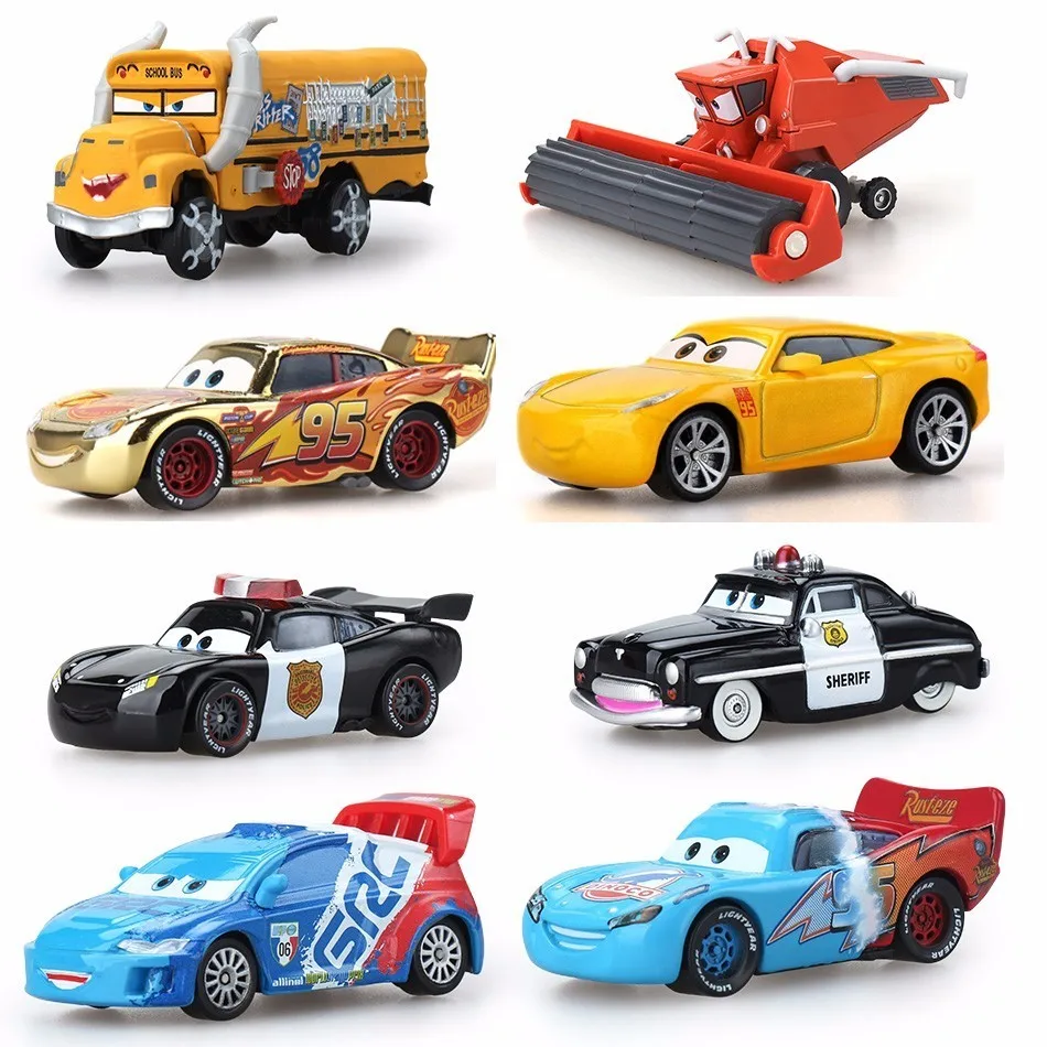 8 стиль disney Pixar Cars 2 & 3 Lightning McQueen Mater Jackson Storm Ramirez 1:55 литой автомобиль из