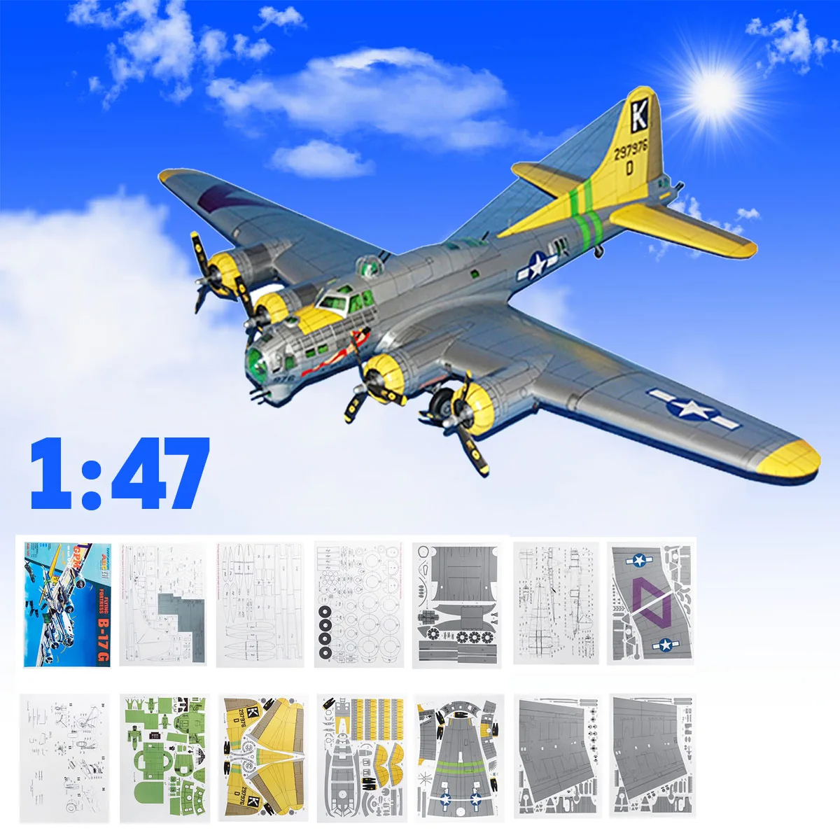 1:47 DIY 3D масштаб Боинг B-17 летающая крепость Тяжелый бомбардировщик ручная работа игра-головоломка детский подарок самолет бумажная карта модель комплект