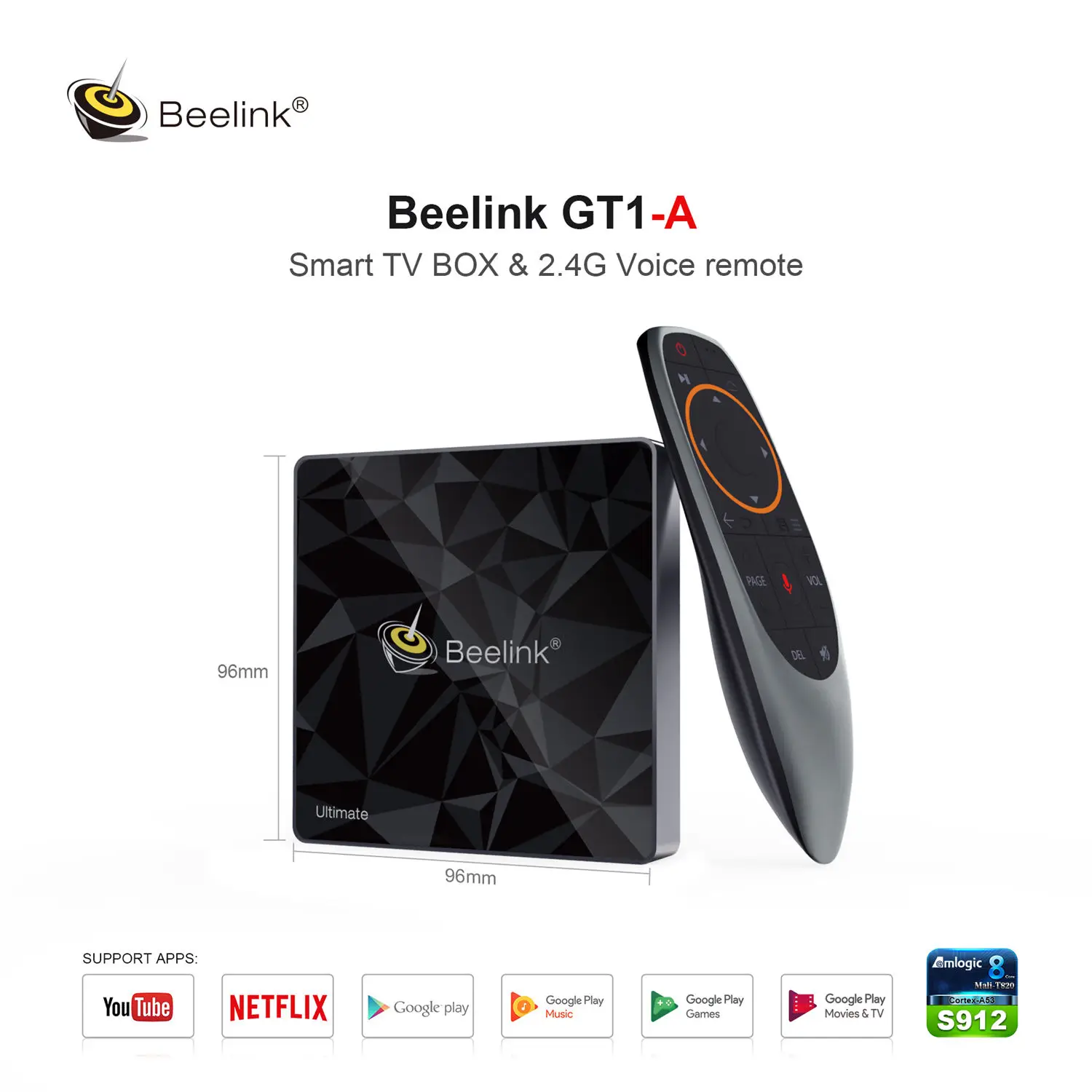  JABS Beelink Gt1-A Ultimate Android 7.1 Tv Box Amlogic S912 Octa Core Cpu 2.4G+5.8G Wifi 3G Ram 32G