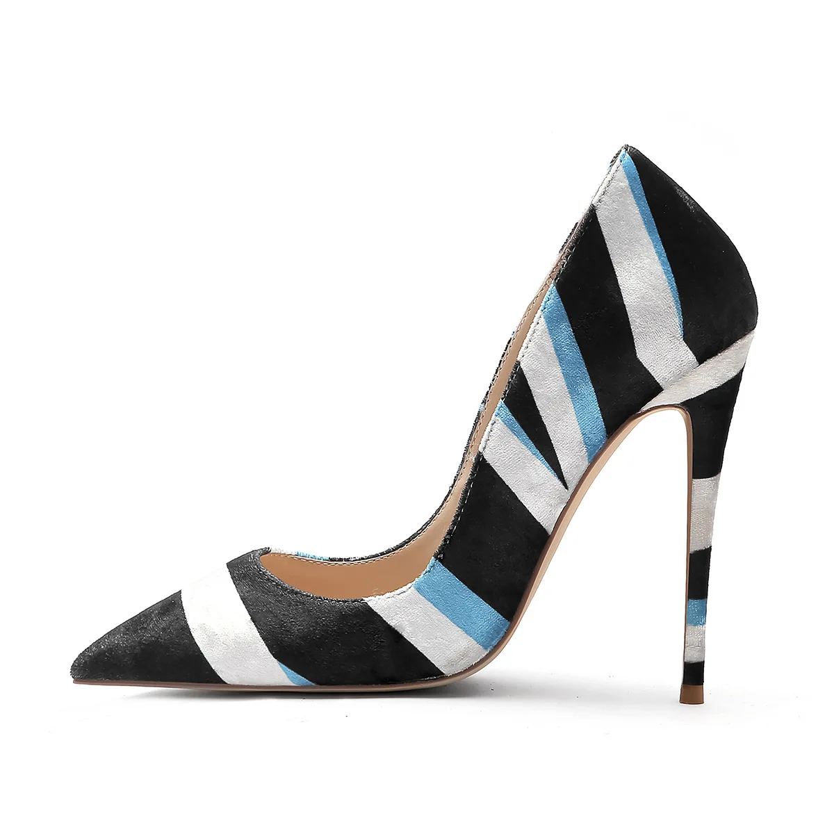 

2019 New Slip on Basic Shoes in Spring Dress Sandals Woman Gingham Pattern Mixed Color Stilettos Ladies Shoe Shallow Mouth