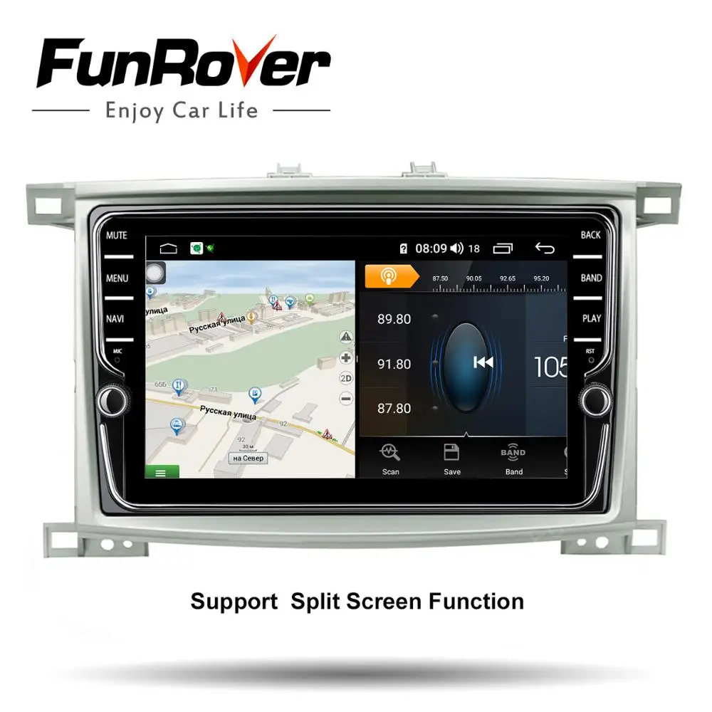 Cheap Funrover Android 9.0 Octa core Car DVD multimedia Player for Toyota LC 100 Land Cruiser 100 1998 -2006 Radio GPS DSP 4G 64G LTE 3