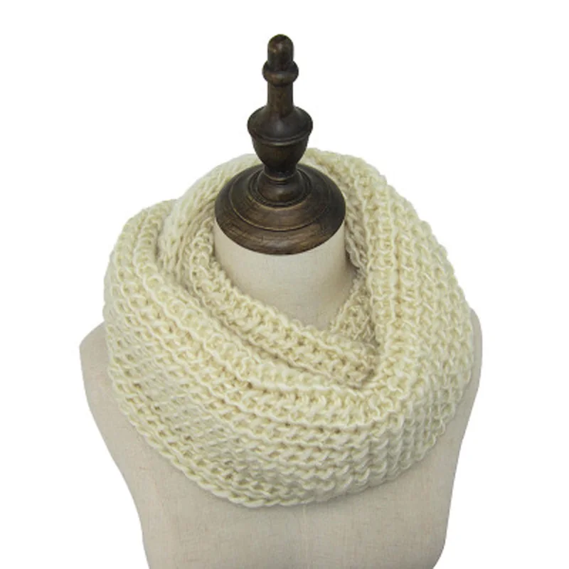 Для женщин трикотажные шарфы для зима вязание воротник крючком кольцо шарф Петля 10 цветов