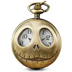 Кошмар перед Рождество Цепочки для карманных часов полые кварцевые карманные часы стимпанк кулон подарок на Рождество Reloj де Bolsillo