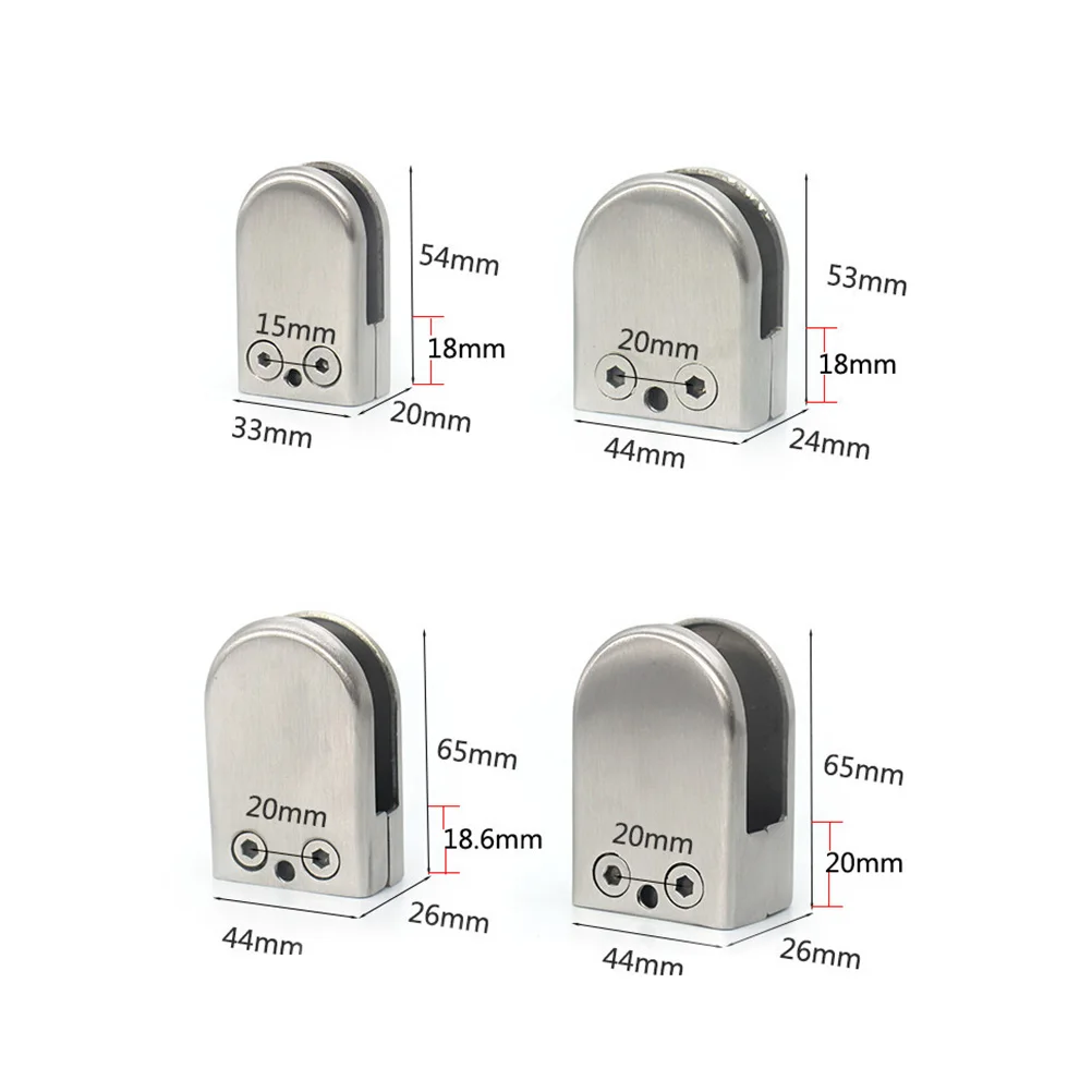 4pcs Stainless Steel Glass Clamp Bracket Holder Flat for Window Balustrade BathroomClamps