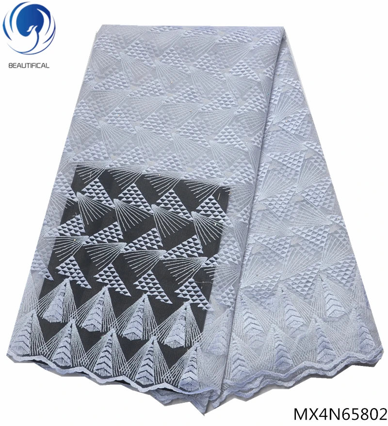 

Beautifical tulle lace fabric wedding lace nigeria lace fabric 2018 white 5yards per piece high quality laces fabrics MX4N658