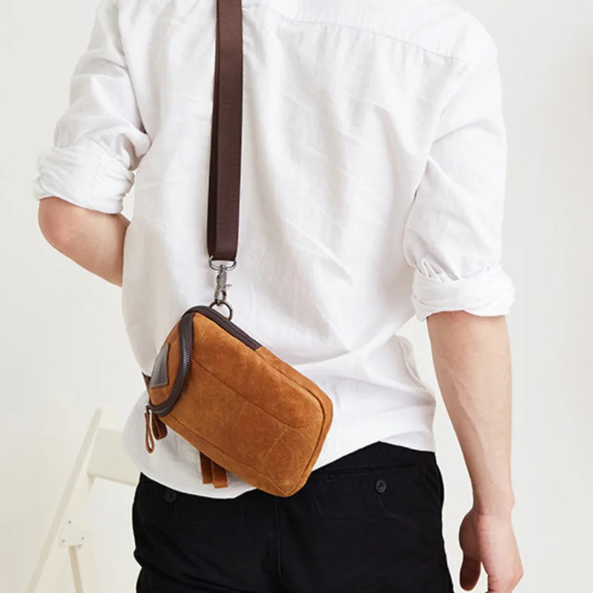 

Genuine Leather Men Phone Pouch Bags Travel Waist Pack Male Shoulder Bag S657-40 Leather Pouch Man Waist Bag Fanny Pack Belt Bag
