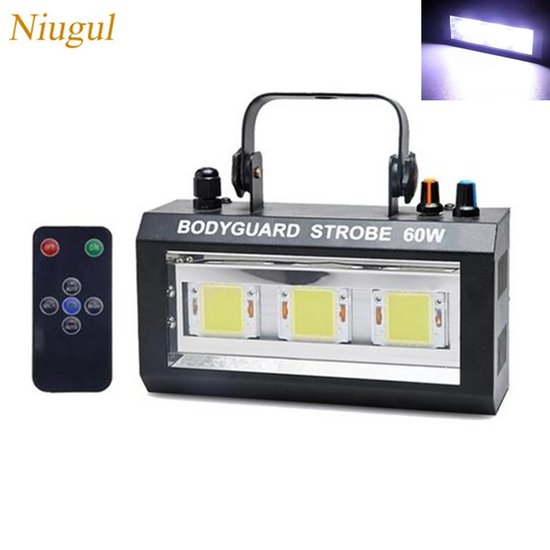 

60W LED Strobe Light, Portable White Color Remote Sound Control Strobe Speed Adjustable For Disco Bar Party, Stage Stroboscope