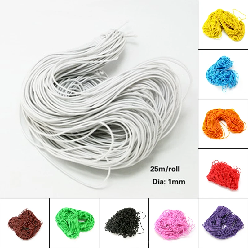 

25 meters 1MM Beading elastic Stretch Cord Beaded Cord String Strap Rope Bead Bracelet Elastic Stretch Cord Beads