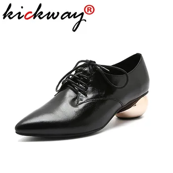 

Women lace up shoes 2019 British Oxfords Brogue Shoes Women Spring Autumn Fashion Genuine Leather Women Shoes Large Size 34-40