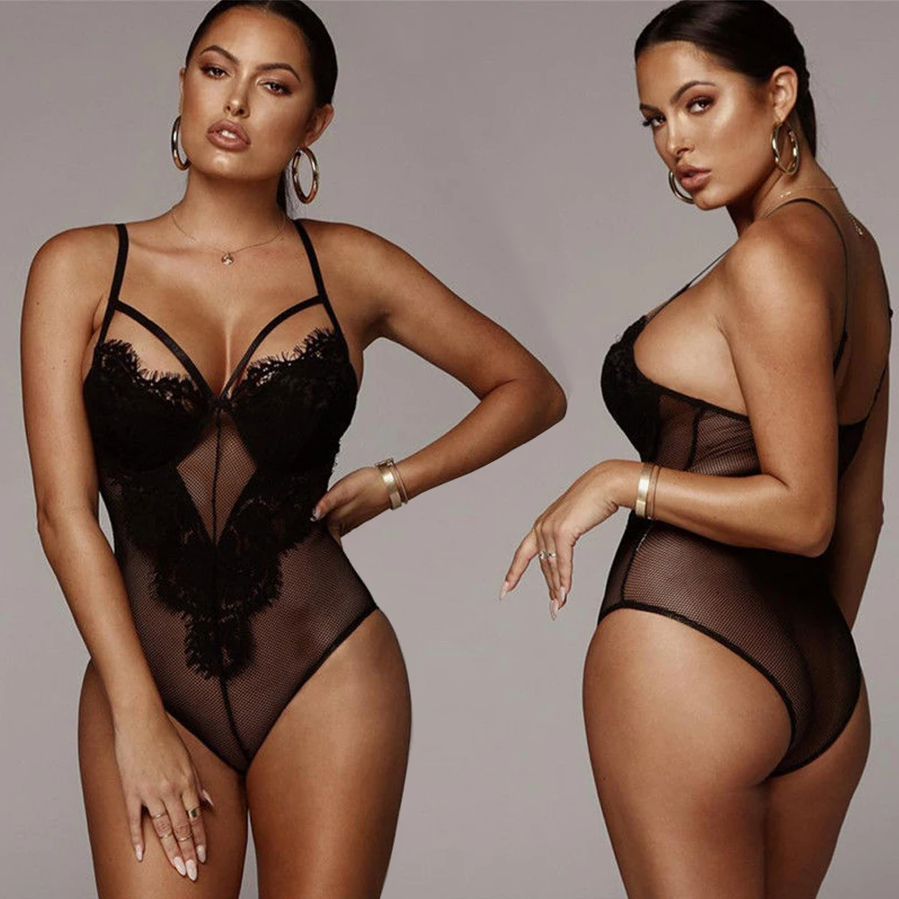 

Fashion Women's Sexy Lace Mesh Hollow Out Erotic Intimate Bodysuit Nightwear G-string Sleepwear Bodysuits