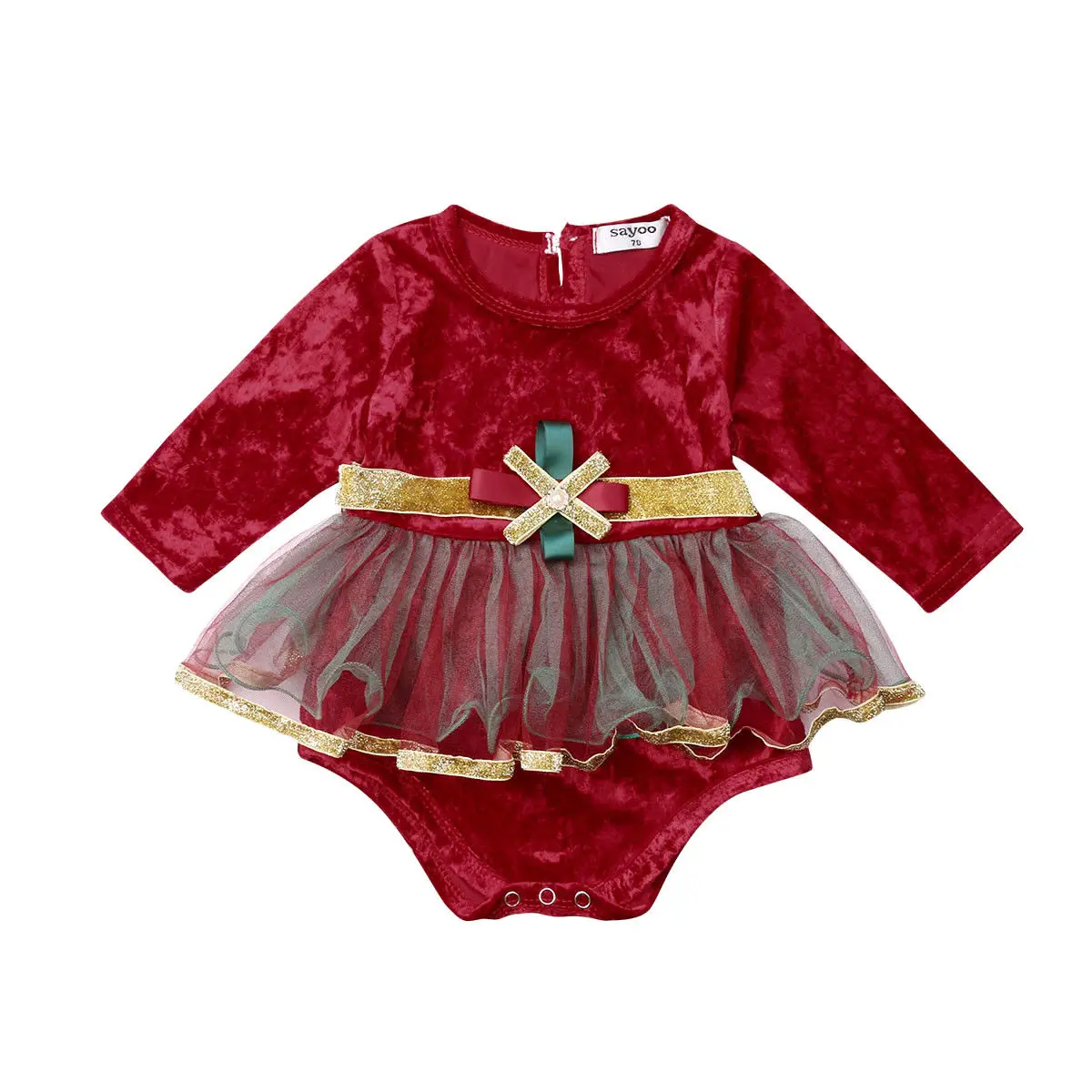 

Princess Christmas Baby Girl Romper Newborn Infant Girl Long Sleeve Rompers Jumpsuit Lace TUTU Dress Xmas Baby Girl Clothes Gift