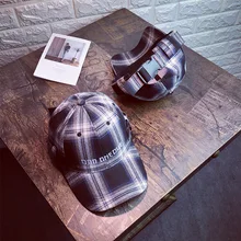 Весенняя и Осенняя новая Корейская черная и белая полосатая Мужская и женская уличная модный козырек с буквенным принтом