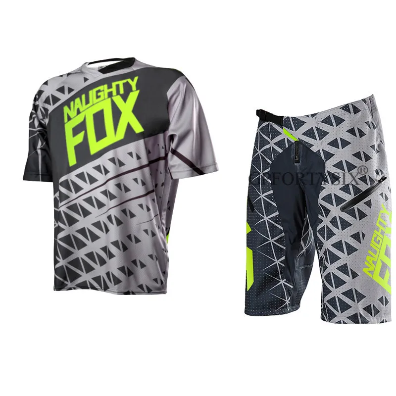 NEW NAUGHTY FOX Summer Men Motocross Gear Combo Bicycle Mountain Bike Off-road DH Cycling Suit Shorts& Jersey