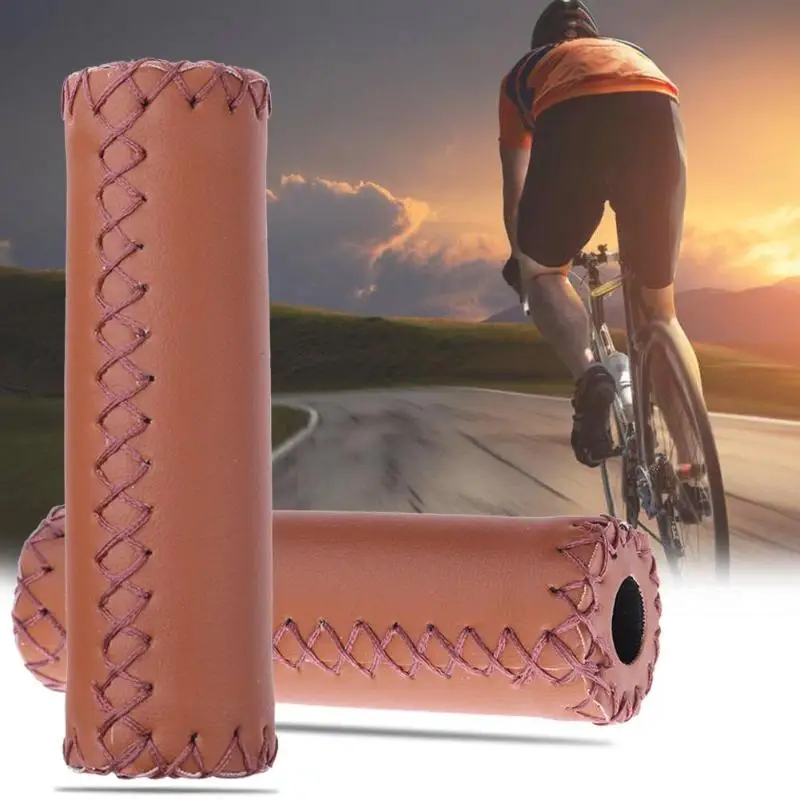 

1 Pair Artificial Leather Bicycle Handlebar Anti-slip Cover Retro Riding MTB Road Mountain Bike Bicycle Handlebar End