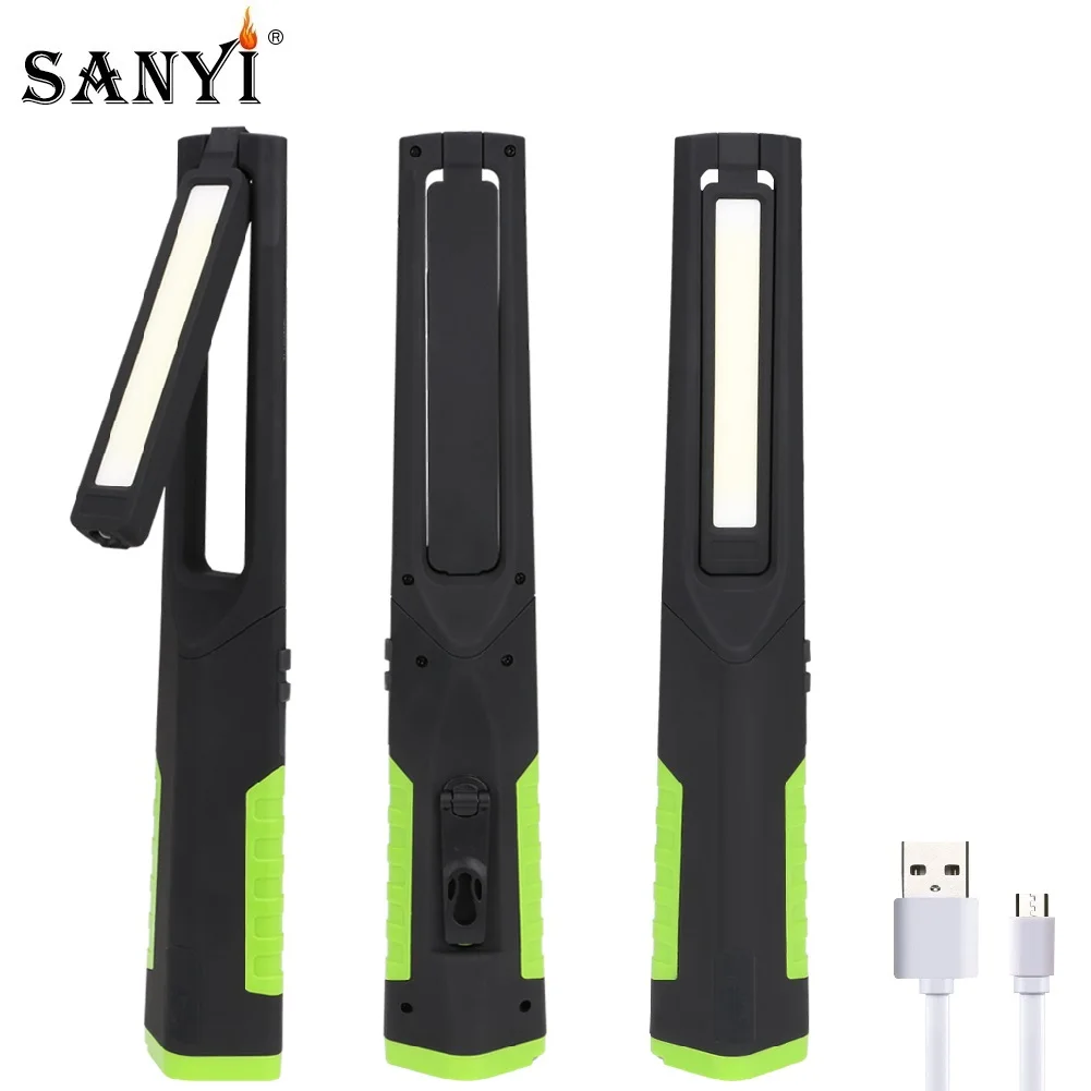 360 Degree Rotate LED Work Light Hand Crank Dynamo Flashlight USB Charging Torch Inspection