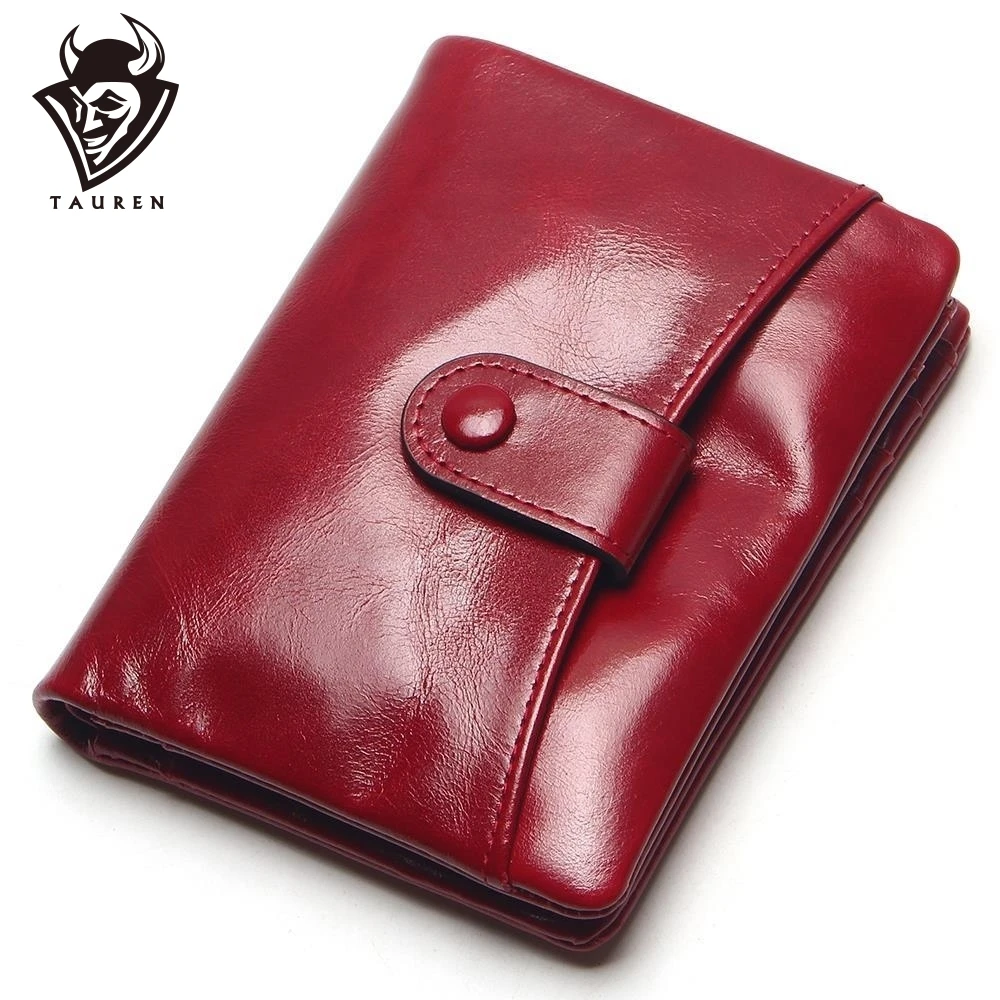 

2019 New Small Oil Leather Wallet New High Quality Genuine Leather Women Wallet Coin Purse Coin Credit Card Photo Holder