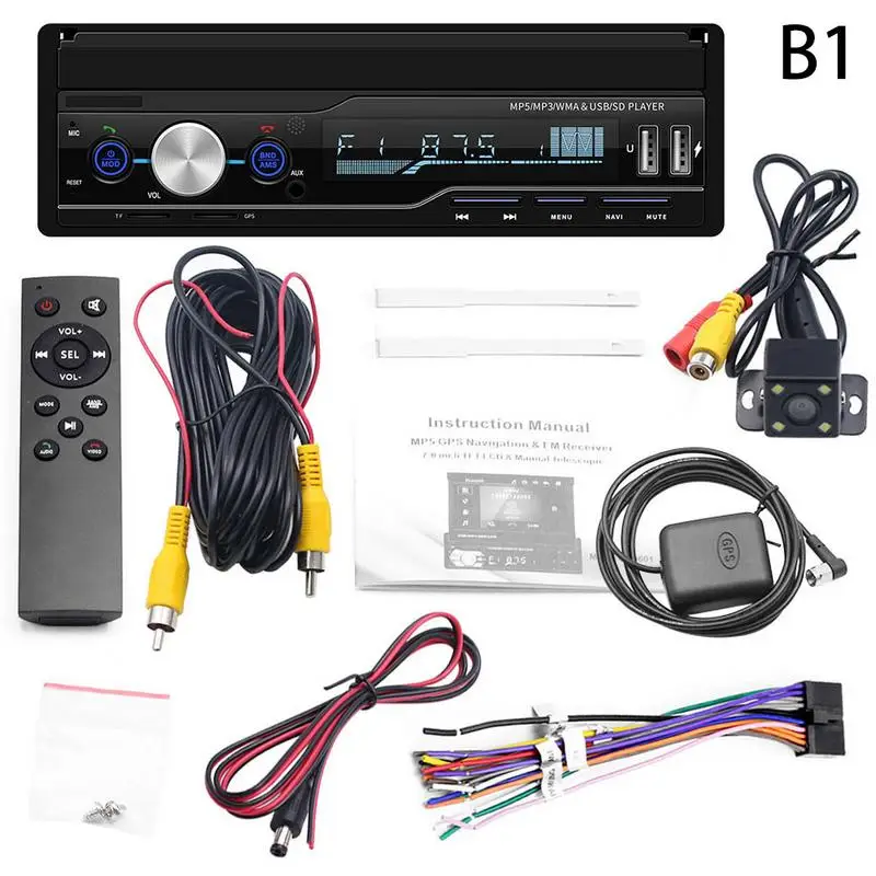 

7 Inch Car FM Radio Audio Player MP5 Support AUX Bluetooth RDS Function HD Capacitive Screen Remote Control Navigation Front Aux