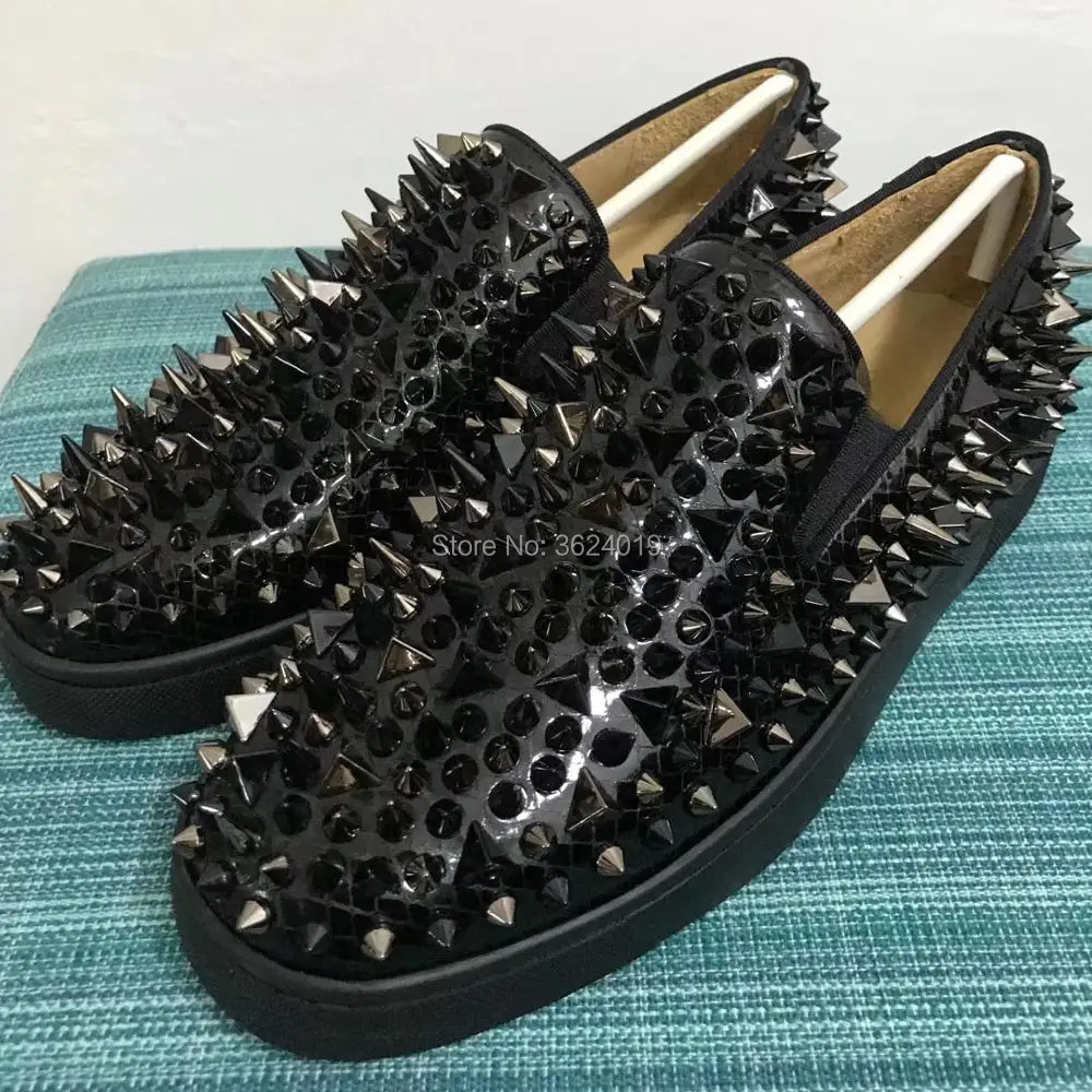 Sneakers Bas Chaussures Désordre En Rouge Mocassins Plat Andgz Slip Cut Mode Pour Cl Serpent Cuir De Verni Décontracté Low Rivet Homme Sur Noir thQsrCd