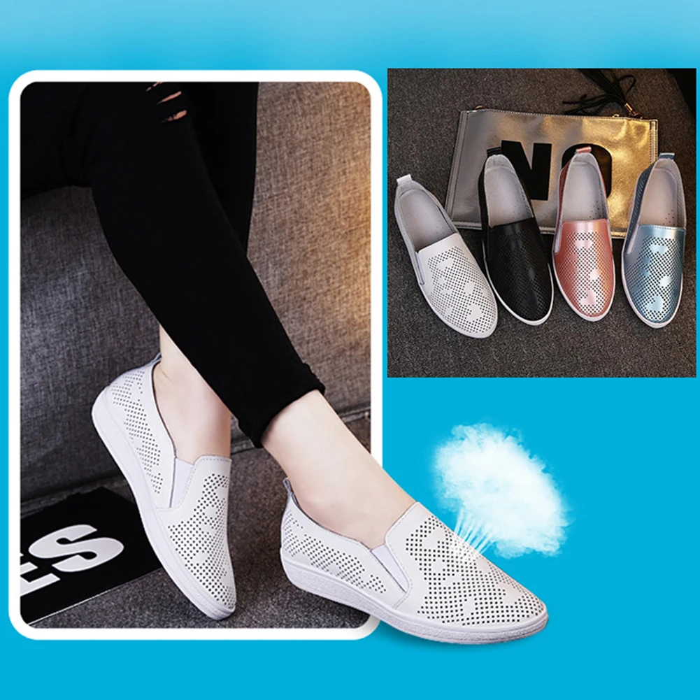 

Summer Casual Slip On Womens Shoes Breathable Hollow Out Shoes Woman Comfortable Outdoor Round Toe Pink Color Flat Shoes