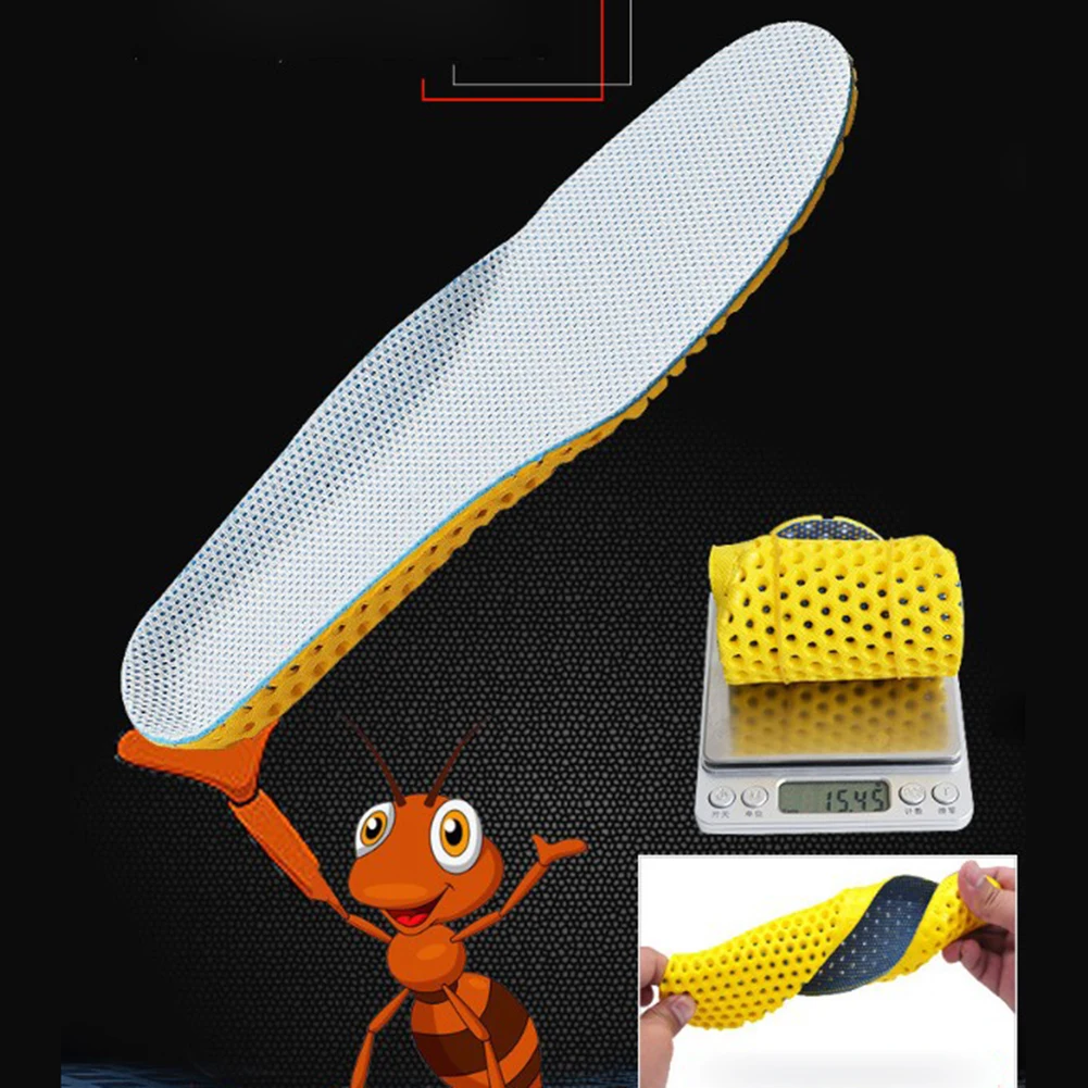 1 Pair Men Shoes Insoles Breathable Orthopedic Memory Foam Sport Arch Support Insert Soles Pad Gray Summer Deodorant Insoles