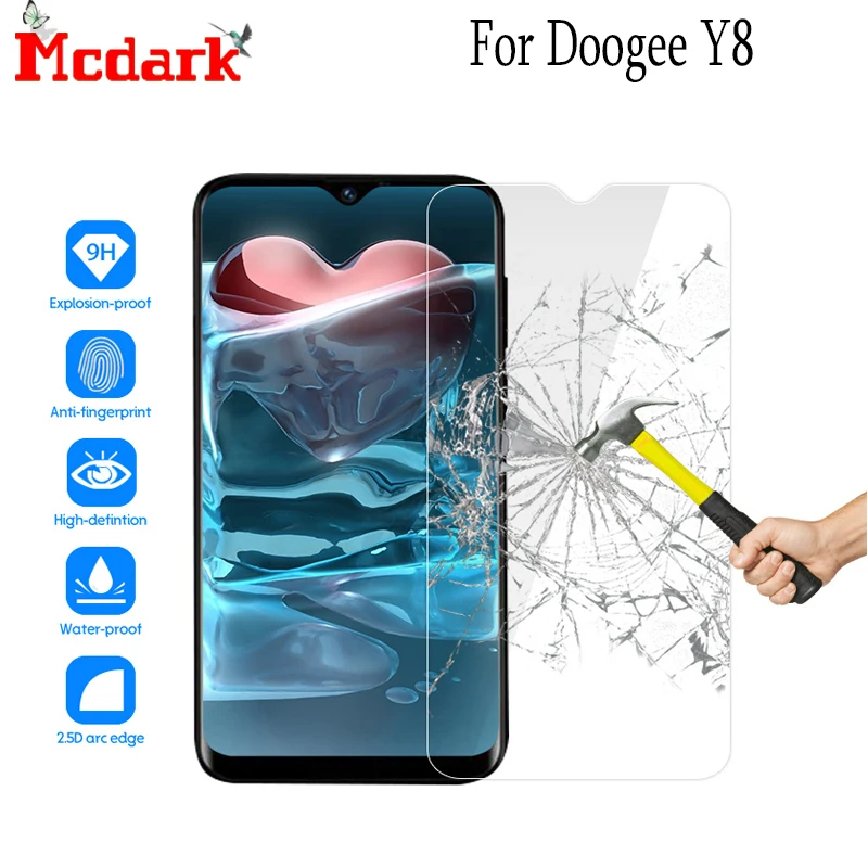 2.5D 9H Tempered Glass For Doogee Y8 Screen Protector 6.1 inch Toughened Phone Cover Film | Мобильные телефоны и