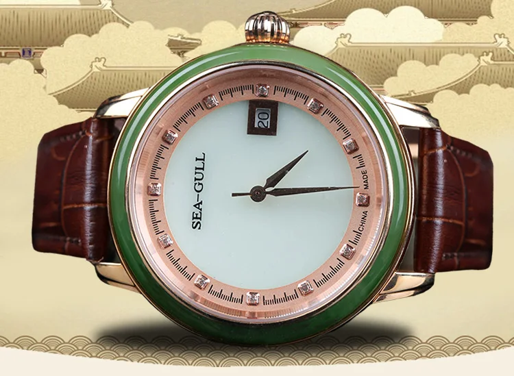 Hetian Jade Чайка механические наручные часы розовое золото порно пара часов Синьцзян