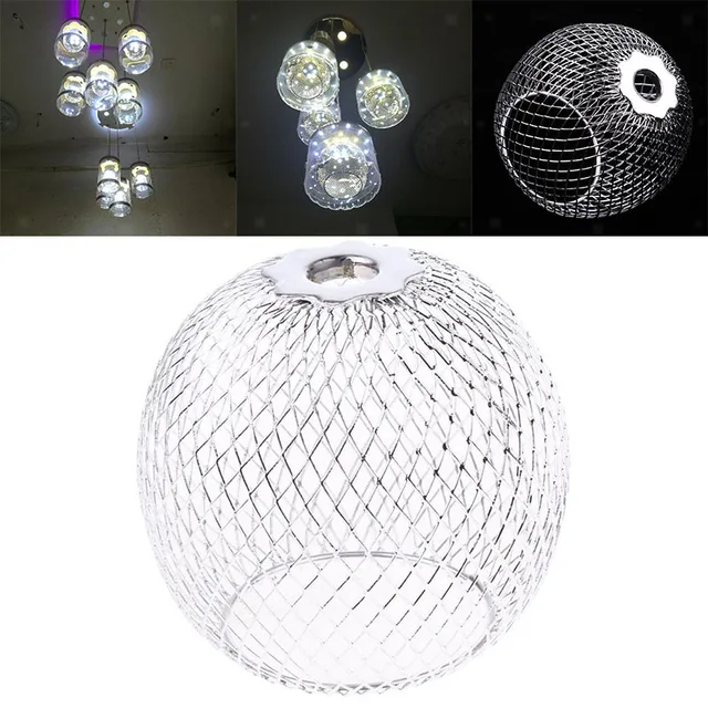 Handmade Chrome Iron Lamp Shade Round Chandelier Lampshade Hanging Handmade Chrome Iron Lamp Shade Round Chandelier Lampshade Hanging Light Protector Modern Craft Cage