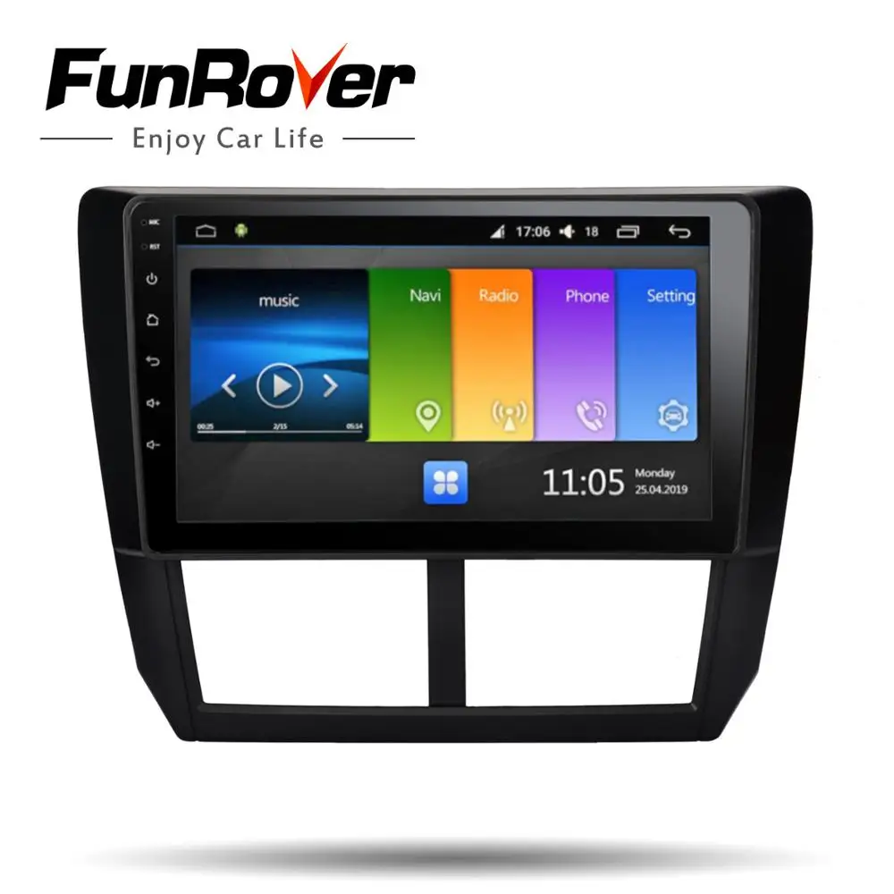 FUNROVER IPS+2.5D android9.0 car radio multimedia player For Subaru Forester 2008-2012 tape recorde