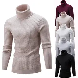 Thefound 2019 Модные мужские зимние вязаные высоким отворачивающимся туника с высоким воротником свитер Джемперы Топы трикотажные изделия