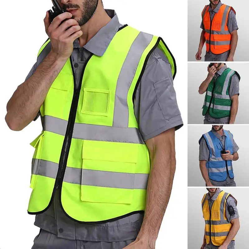 

Motocycle Reflective Vest Multiple Pockets Traffic Safety Facilities Protective Clothing Waistcoat For Outdoor Night Riding