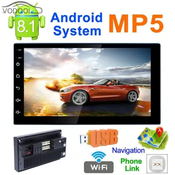 

7" 2Din Car monitor Android 8.1 Stereo MP5 Player USB Multi-touch Touch Screen GPS Navi AM FM Radio WiFi Bluetooth Phone Link