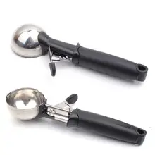 Мягкие резиновые совок для мороженного ложка из нержавеющей стали триггер Ложка Весна ручные кухонные принадлежности портативный Инструменты для мороженого