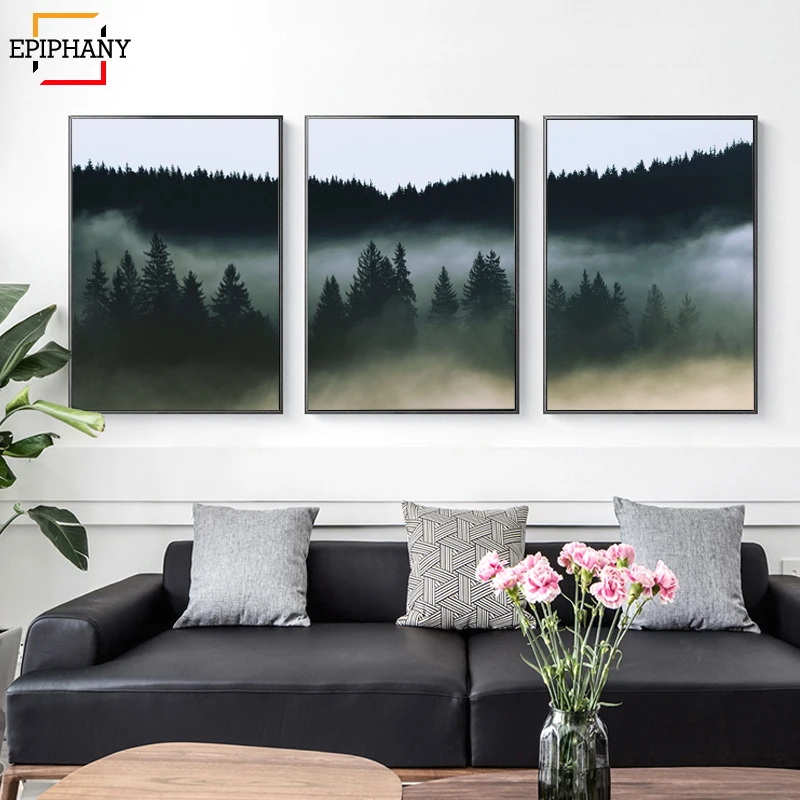 

Nordic Watercolor Poster and Prints Mountain Lake Landscape Abstract Wall Art Canvas Painting Decorative Picture Home Decor