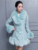 Abrigo de piel sintética para mujer, abrigo cálido en invierno, 4 colores de piel de zorro de imitación, temperamento largo, cuello de piel grande ► Foto 2/4
