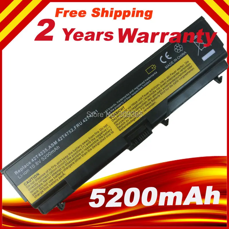 

Laptop battery for Lenovo ThinkPad L512 L412 L520 E425 E520 E525 W520 T410 T420 T510 T520 42T4751 W510 W520 SL410 SL510 E40