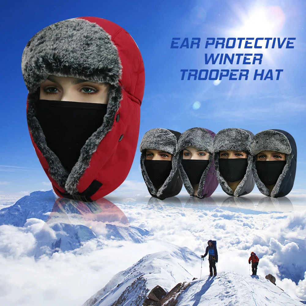 

Super Lightweight Trooper Women Men Winter Hat Waterproof Hunting Hiking Climbing Skating Trapper Hat Windproof Flap Hat