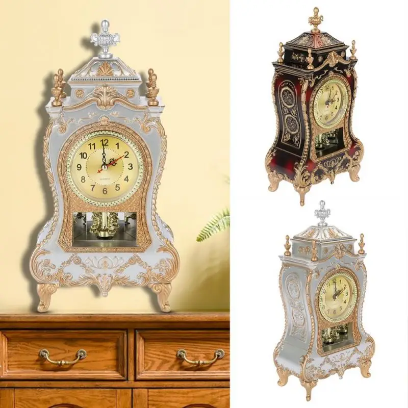 

Desk Alarm Clock Vintage Clock Classical Royalty Sitting Room TV Cabinet Desk Imperial Furnishing Creative Pendulum Clock Sit