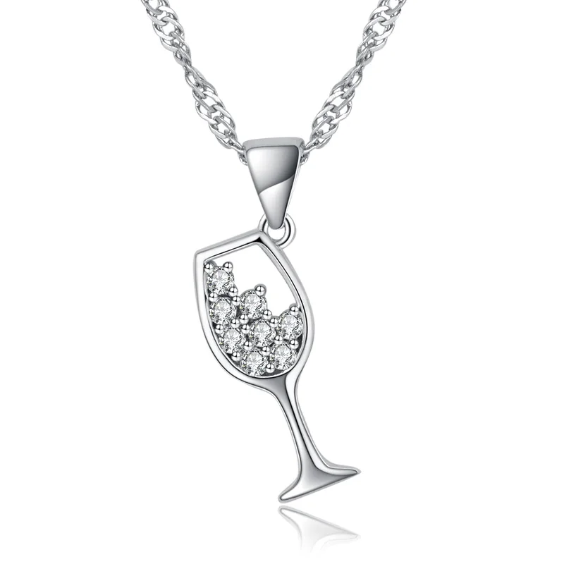 Серебряная цепочка, простой дизайн, винтажное ювелирное изделие, бокал для вина, ожерелье для женщин, мужчин, аксессуары для одежды, Длинная подвеска