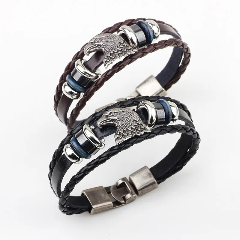 

2019 explosion models multi-person beaded bracelet eagle head buckle jewelry trinkets