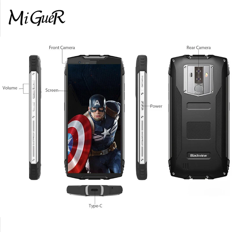 Blackview BV6800 Pro 5 7 дюйма IP68 водонепроницаемый мобильный телефон 6580 мАч Android 8 0 MT6750T