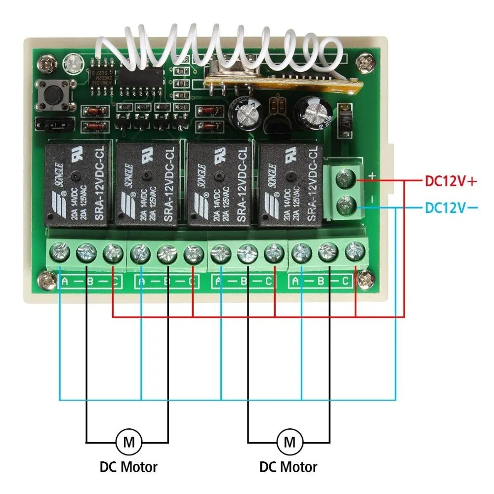 Беспроводной дистанционного Управление RF переключатель 433 МГц DC 12V 4CH 4 канала Беспроводной дистанционного Управление реле Модуль приемника передатчика