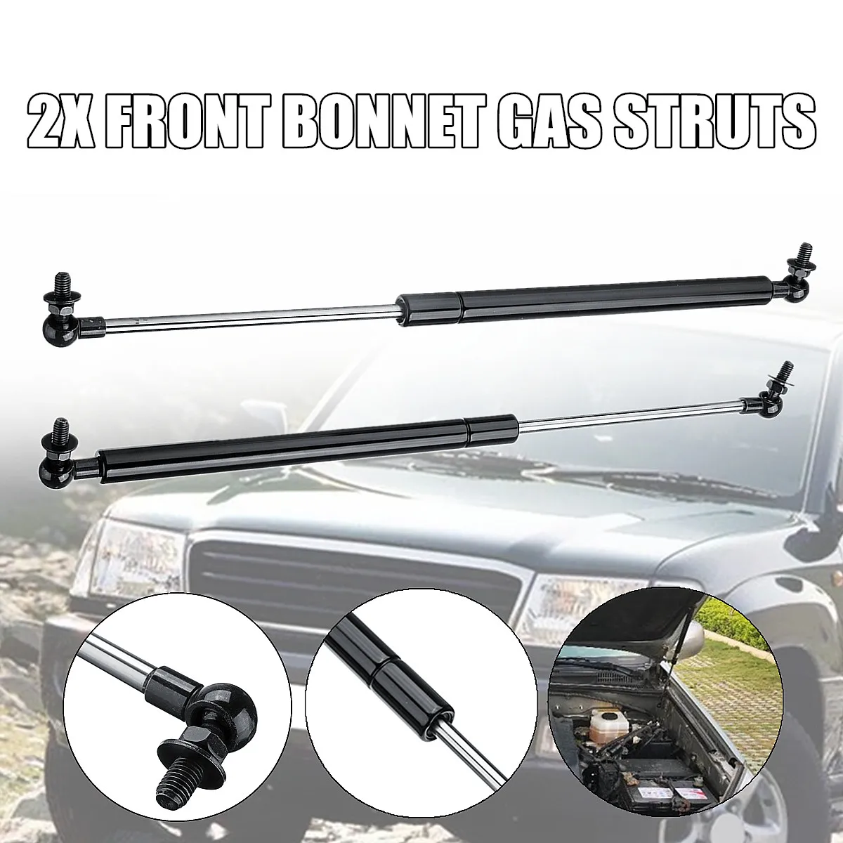 

Fit for Toyota Land Cruiser 100 Series 98-07 2xFront Bonnet Gas Struts Support Steel 46cm Direct Fit Replacement Strut Bars
